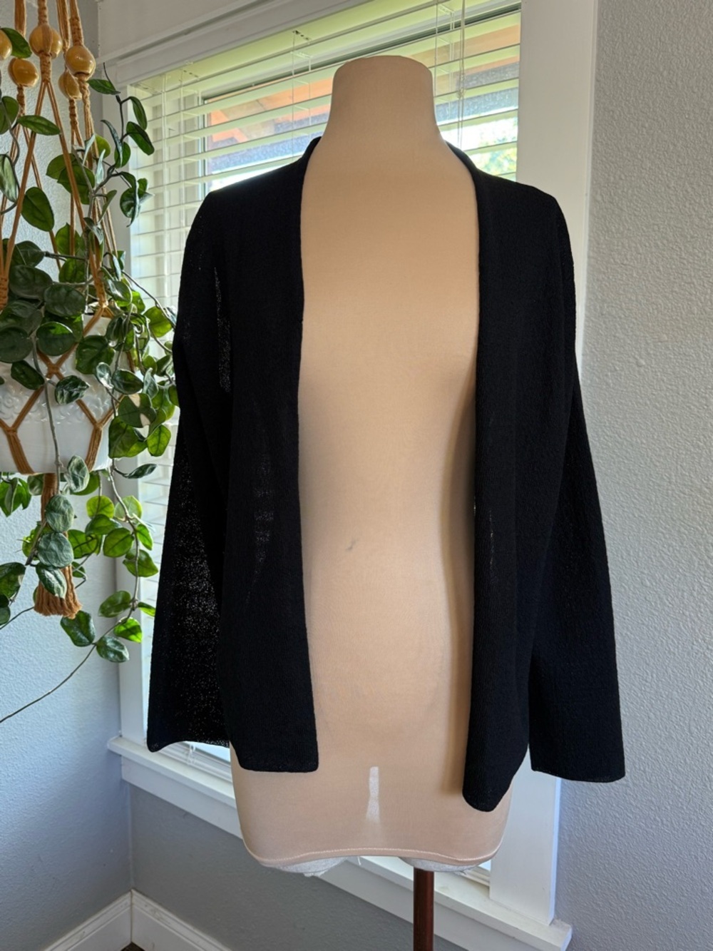 Eileen Fisher Open Front Knit Cardigan Size Medium Minimalist